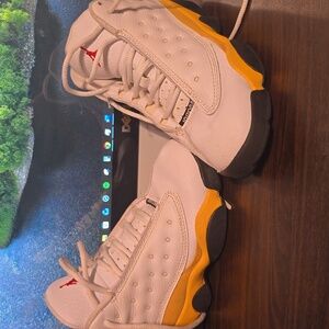 Jordan 13 Retro Mid Del Sol Kids Size 13 White/Yellow Shoe Sneakers